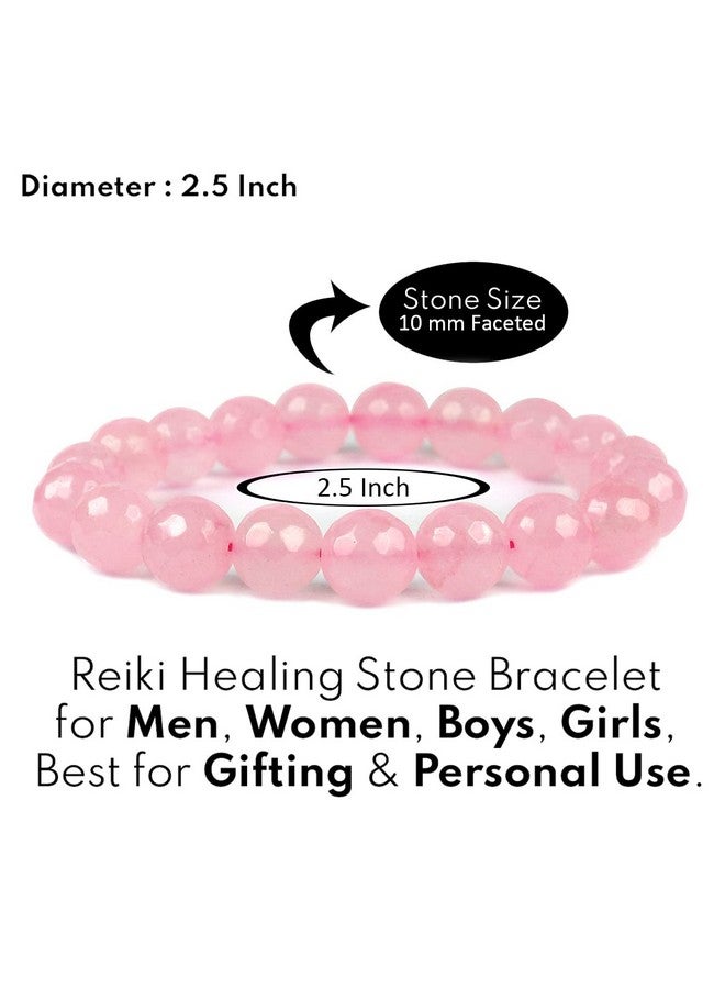 Reiki Crystal Products Unisex Adult Natural Certified Rose Quartz Bracelet Faceted Beads 10 Mm Crystal Stone Bracelet - Image 2