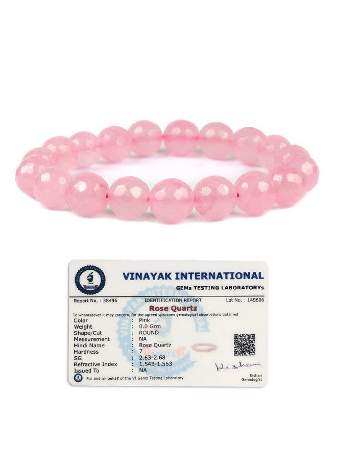 Reiki Crystal Products Unisex Adult Natural Certified Rose Quartz Bracelet Faceted Beads 10 Mm Crystal Stone Bracelet - Image 1