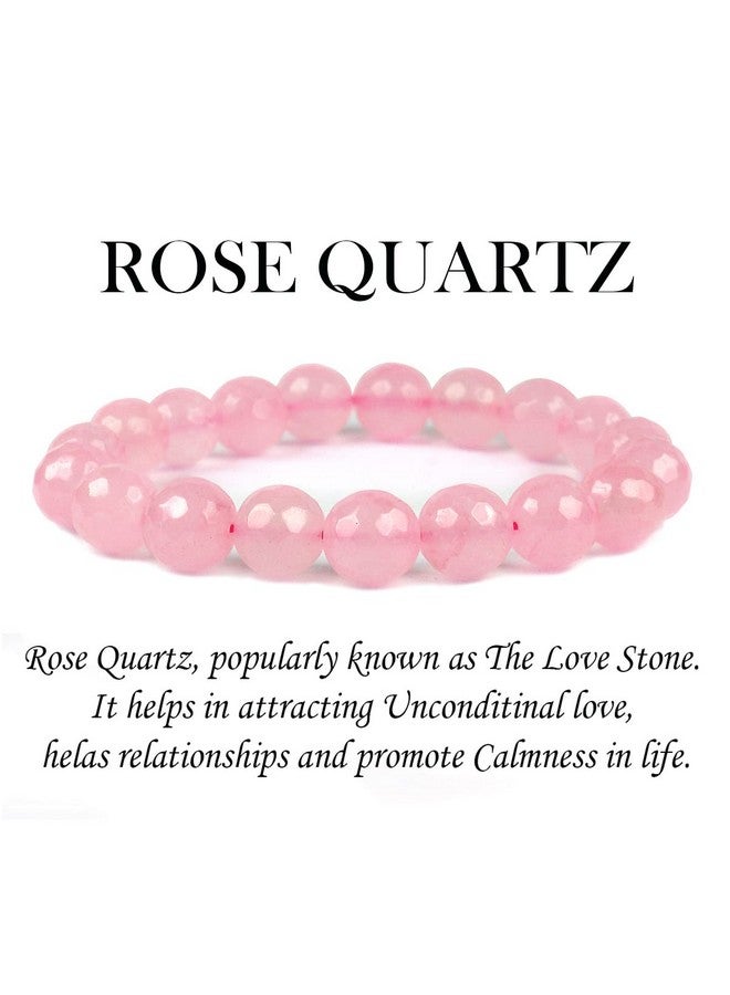 Reiki Crystal Products Unisex Adult Natural Certified Rose Quartz Bracelet Faceted Beads 10 Mm Crystal Stone Bracelet - Image 4