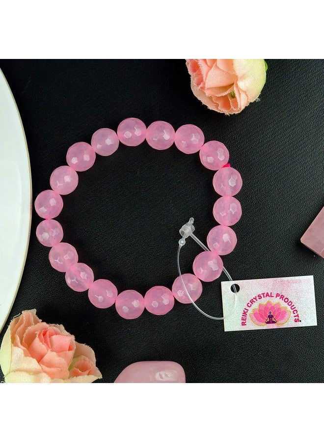 Reiki Crystal Products Unisex Adult Natural Certified Rose Quartz Bracelet Faceted Beads 10 Mm Crystal Stone Bracelet - Image 5