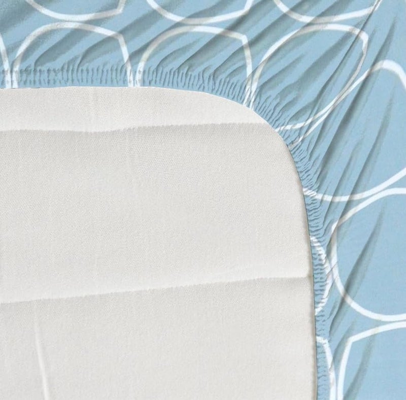 NEW LEAF Premium Cotton Elastic Fitted Bedsheets with 2 King Size Pillow Covers | Double Bed with All Around Elastic 220 TC Supersoft |Size-72 King Sizex78+10 inches | Aqua & White - Image 2