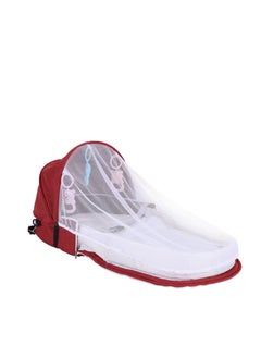 BABY PLUS Portable Soft White Baby bed with Mosquito Net and Durable Red Base|Lightweight and Foldable | Cozy and Safe | Perfect for both Home and Travel  - Image 1