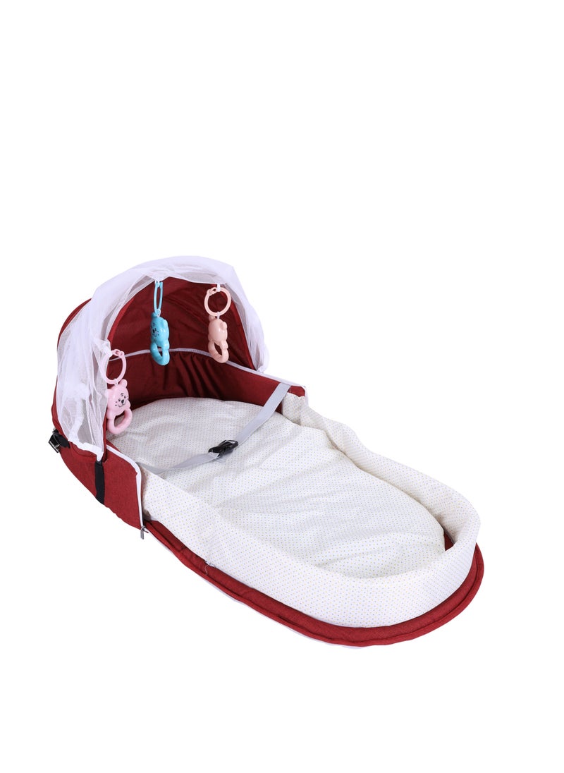 BABY PLUS - Portable Soft White Baby bed with Mosquito Net and Durable Red Base|Lightweight and Foldable | Cozy and Safe | Perfect for both Home and Travel - Image 1