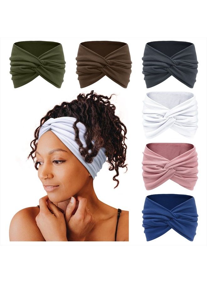 Tobeffect Wide Headbands for Women, Extra Large Turban Headband Boho Hairband Hair Twisted Knot Accessories, 6 Pack - Image 1