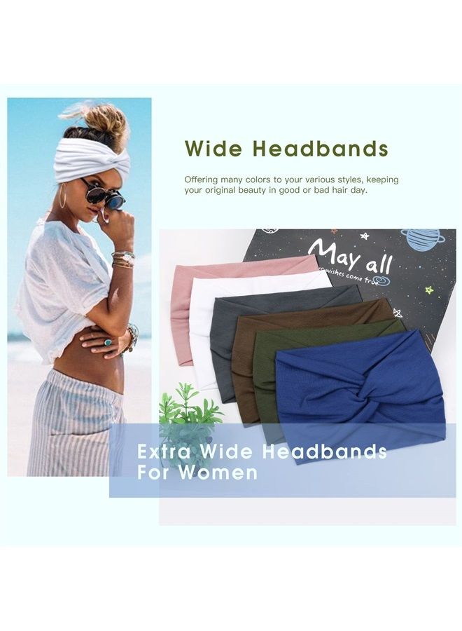 Tobeffect Wide Headbands for Women, Extra Large Turban Headband Boho Hairband Hair Twisted Knot Accessories, 6 Pack - Image 3