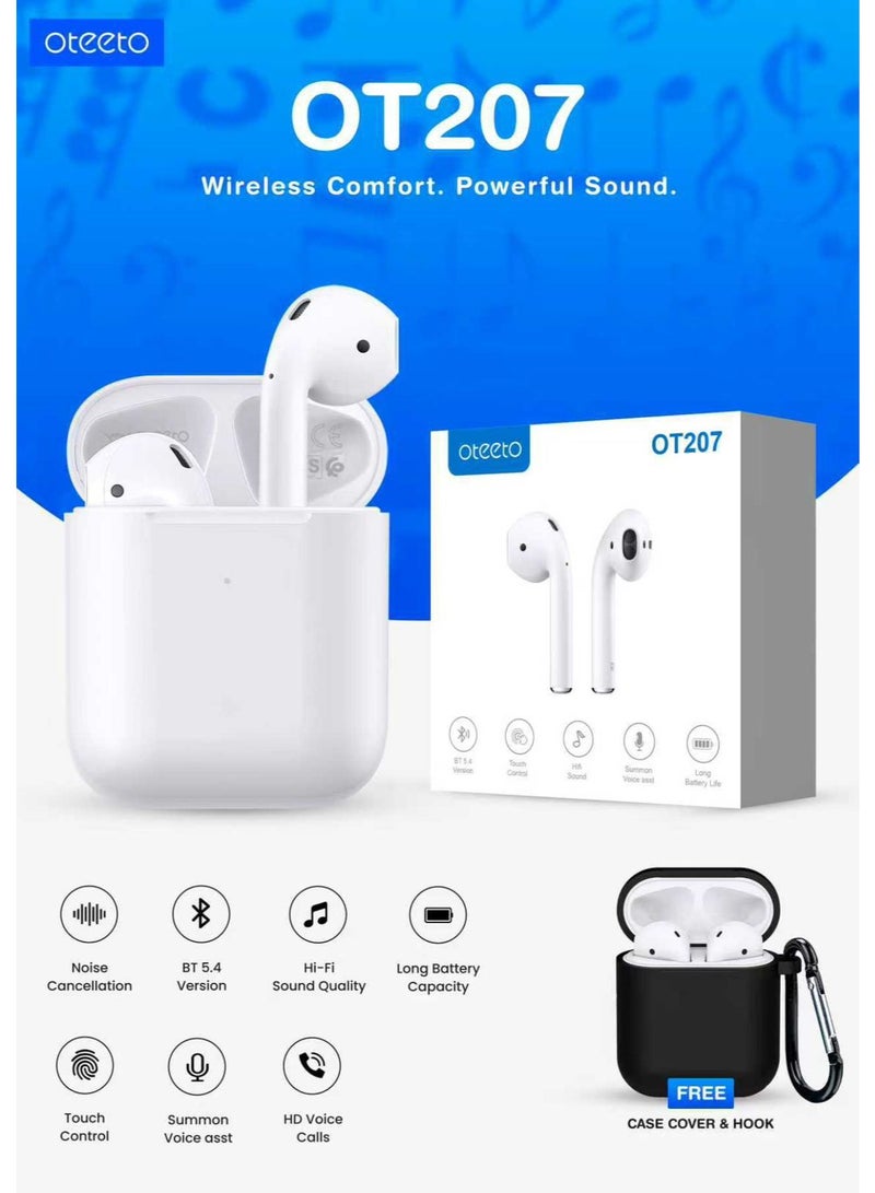 Oteeto OT207 Wireless Earbuds with Bluetooth 5.4 Noise Cancellation Hi-Fi Stereo Sound Quality and Multi Functional Touch Control Compatible with Android Mobiles and Tablets - Image 4