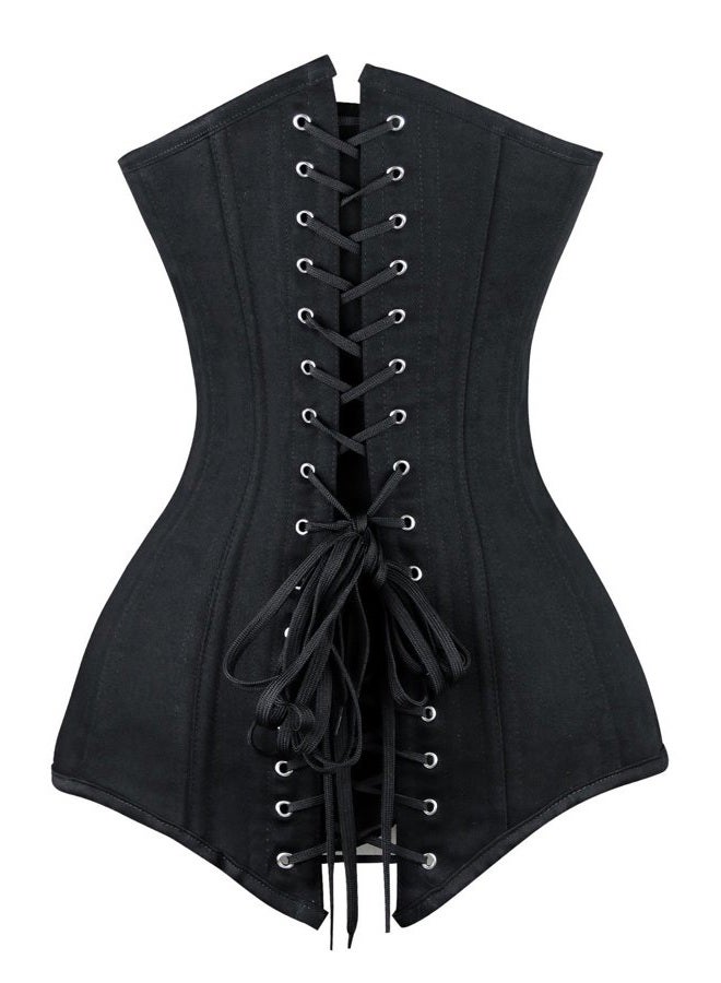 Charmian Women's 26 Steel Boned Cotton Long Torso Hourglass Body Shaper Corset, Black, XL - Image 2