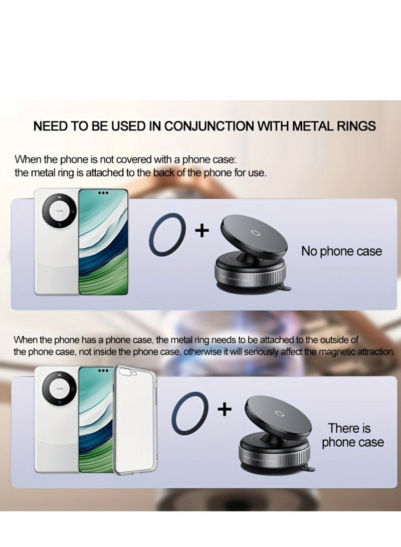 360° Adjustable Vacuum Magnetic Suction Cup Mobile Phone Holder, Suitable for Car/Gym/Mirror/Smooth Surface Hands-free Suction Cup Mobile Phone Stand, Compatible with All Smartphones  - Image 4