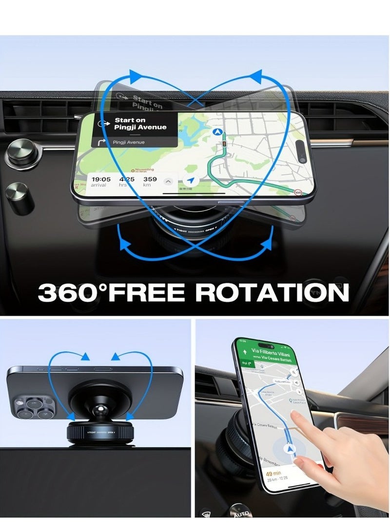 360° Adjustable Vacuum Magnetic Suction Cup Mobile Phone Holder, Suitable for Car/Gym/Mirror/Smooth Surface Hands-free Suction Cup Mobile Phone Stand, Compatible with All Smartphones  - Image 2