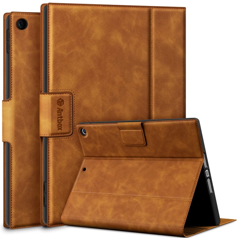 Antbox Case for iPad 9th Generation 2021 iPad 8th7th Generation with Pencil Holder Auto SleepWake Function PU Leather Smart Cover for iPad 102 Brown