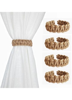 The Bros Braided Curtain Tiebacks for Drapes, Rustic Curtain holdbacks Set of 4, Handmade Curtain Ties for Sheer/Light Weight Drapes 