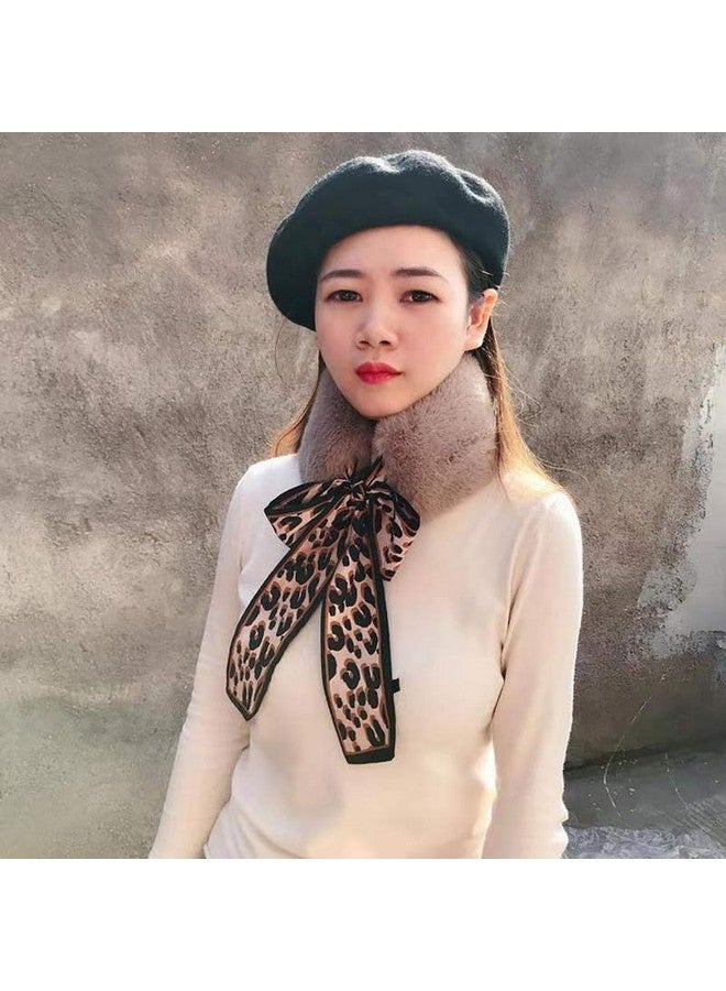 MalvinaWomen Collar Scarf Decorative Thick Warm Faux Fur Scarf Neck Scarf with Ribbon (Pack of 1) (Pink) - Image 5