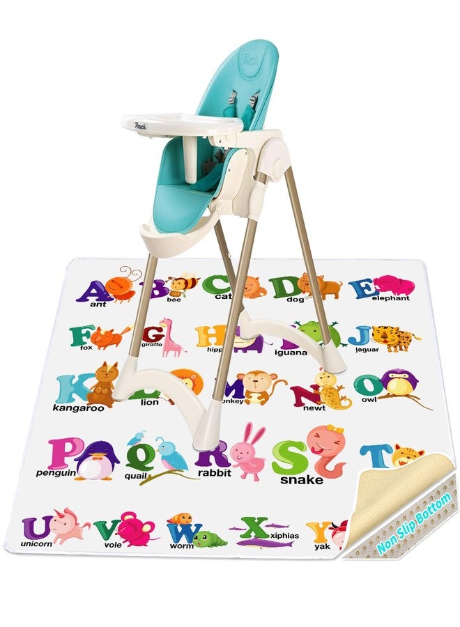 zonBroth High Chair Splash pad, 51" 51 Non-Slip Waterproof Multi-Purpose Splash pad, Washable Splash pad for high Chair Floor Protection Table Cloth Portable Early Education Picnic Play mat (Alphabet) - Image 1