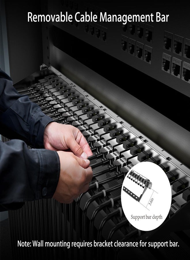 Jadaol 24 Port Shielded Patch Panel Rack or Wall Mount 19-Inch, 1U Cat6A Network Panel Preloaded with 24 Keystone Couplers Plus 1 Spare, 10Gbps Ethernet Panel with Cable Management & Back Support Bar - Image 3