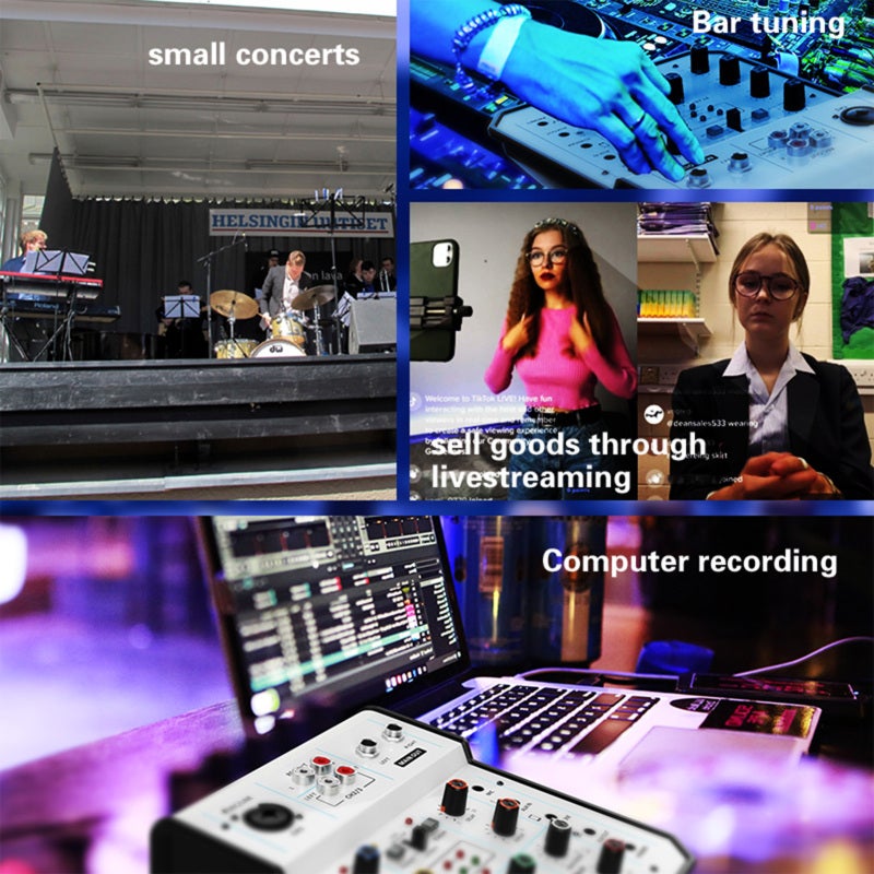 3 Channel Audio Mixer: Compact Portable White Mixing Console - Professional Sound Processing Versatile Device for Live Streamers Musicians Recording Enthusiasts Home KTV Small Concerts - Image 3