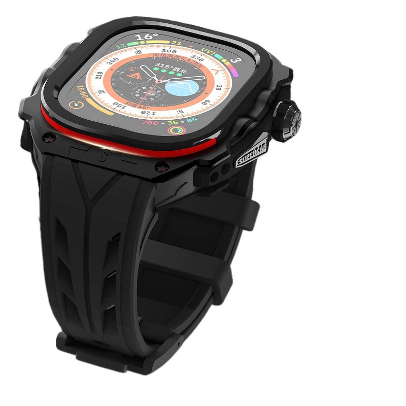 سوار ساعة ذكية سوار رياضي من السيليكون متوافق باللون أسود قابل للتعديل مع Apple Watch 42/44/45/49mm بملاءمة قابلة للتعديل وحزام بديل - Image 5