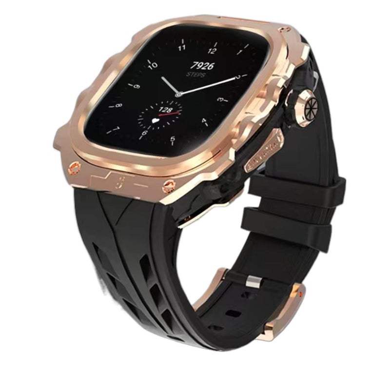 سوار ساعة ذكية سوار رياضي من السيليكون متوافق باللون أسود قابل للتعديل مع Apple Watch 42/44/45/49mm بملاءمة قابلة للتعديل وحزام بديل - Image 3