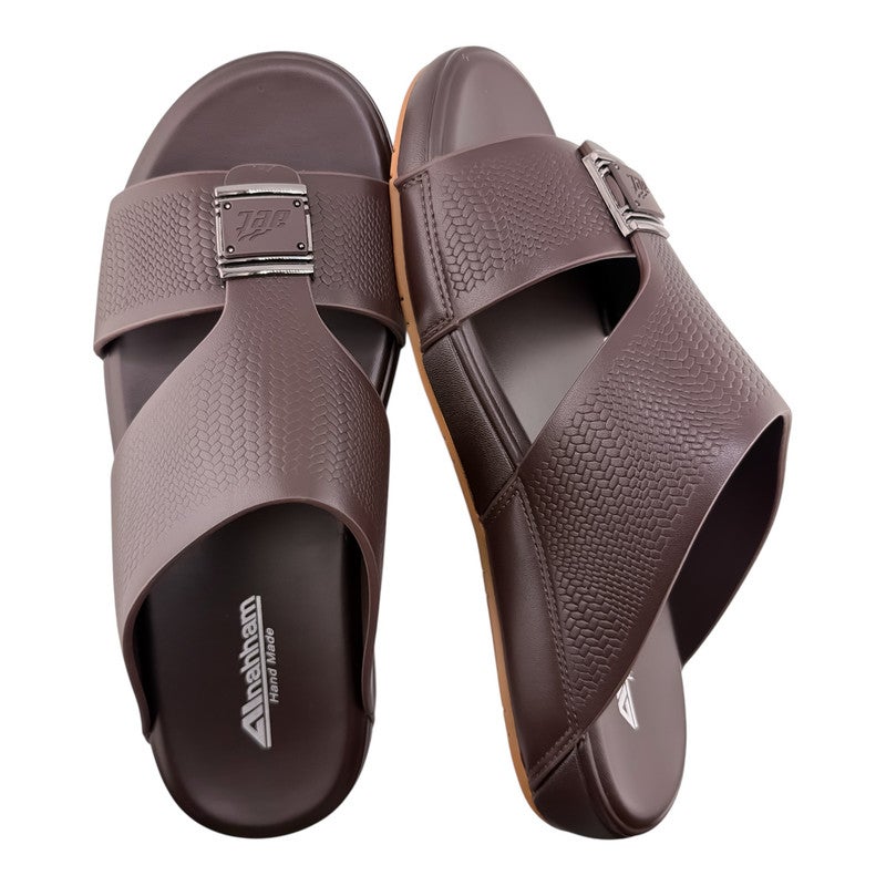 النهام صندل عربي يدوي الصنع للرجال من AET | شبشب رجالي خارجي | شبشب مفتوح من الأمام للاستخدام اليومي | جلد عربي أصلي مع ابزيم| تصميم عربي جديد | نعل داخلي مطابق للون| مريح وخفيف الوزن - Image 2