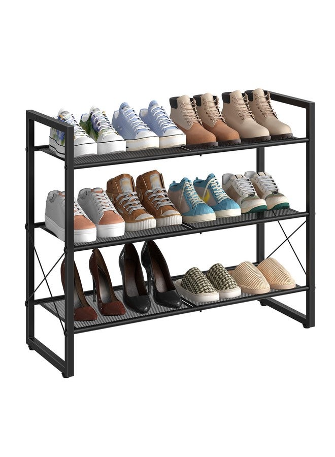 CHOEZON Shoe Rack, 3-Tier Shoe Rack for Closet, Metal Shoe Storage Organizer, Shoe Rack for Entryway, Shoe Shelf with Adjustable Feets, for Entryway, Hallway, Living Room, Bedroom, Black TXJ13BB - Image 1