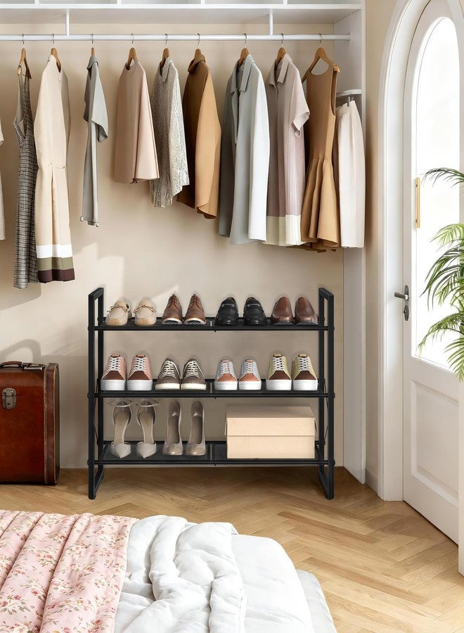 CHOEZON Shoe Rack, 3-Tier Shoe Rack for Closet, Metal Shoe Storage Organizer, Shoe Rack for Entryway, Shoe Shelf with Adjustable Feets, for Entryway, Hallway, Living Room, Bedroom, Black TXJ13BB - Image 3