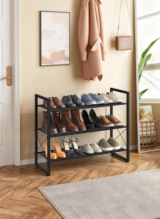 CHOEZON Shoe Rack, 3-Tier Shoe Rack for Closet, Metal Shoe Storage Organizer, Shoe Rack for Entryway, Shoe Shelf with Adjustable Feets, for Entryway, Hallway, Living Room, Bedroom, Black TXJ13BB - Image 2