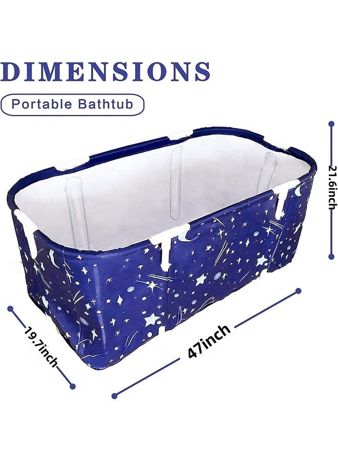 Adult Bathtub Portable Bath Tub Freestanding Bath Soaking SPA Bath Tub Folding Soaking Bathing Tub Separate Family Bathroom SPA Foldable Bathtub with Metal Frame Thicken Layer for Home Hot & Ice Baths - Image 2