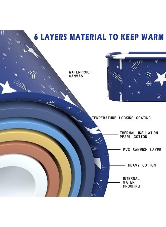 Adult Bathtub Portable Bath Tub Freestanding Bath Soaking SPA Bath Tub Folding Soaking Bathing Tub Separate Family Bathroom SPA Foldable Bathtub with Metal Frame Thicken Layer for Home Hot & Ice Baths - Image 4