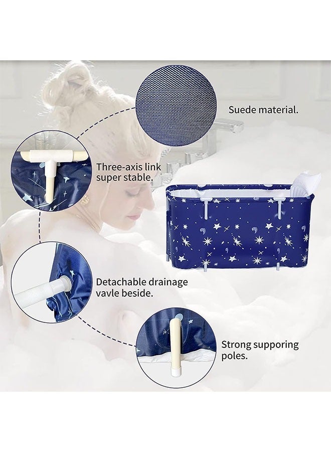 Adult Bathtub Portable Bath Tub Freestanding Bath Soaking SPA Bath Tub Folding Soaking Bathing Tub Separate Family Bathroom SPA Foldable Bathtub with Metal Frame Thicken Layer for Home Hot & Ice Baths - Image 5