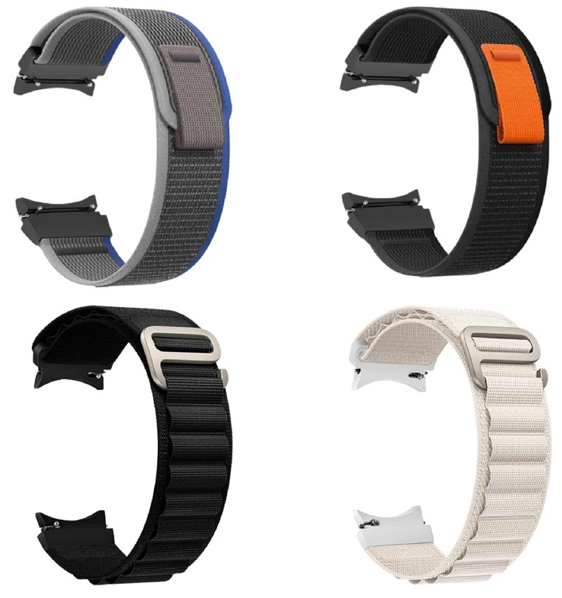 FOLX Fab77 Watch Straps/Bands Compatible With Samsung Galaxy Watch 5 Pro/Galaxy Watch 6/5/4 40Mm 44Mm/ Galaxy Watch 4 Classic 46Mm [ Combo Of 4 ] (Blue/Black/Black/Starlight), 20 mm - Image 1