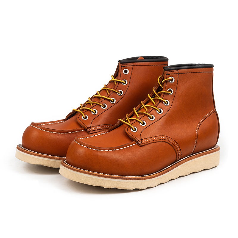875 Goodyear Retro Ami Khaki Tooling Boots For Couples High-Top Cowhide Boots Martin Boots Short Boots - Image 1