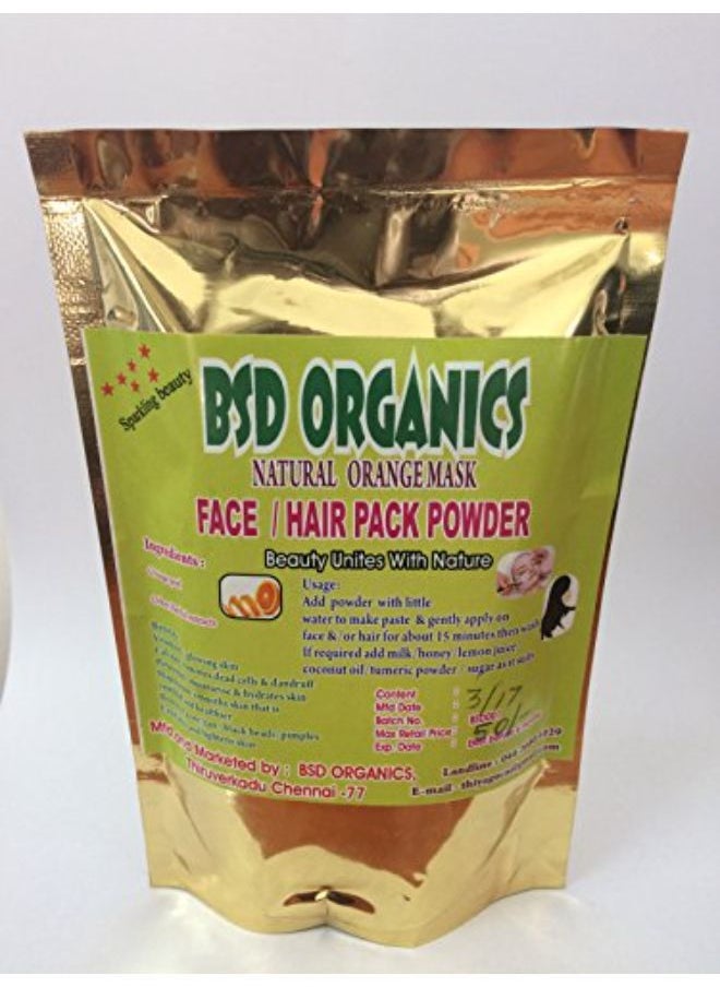 BSD Organics Natural Face & Hair Pack, Orange Peel Powder - 100 Gm  - Image 2