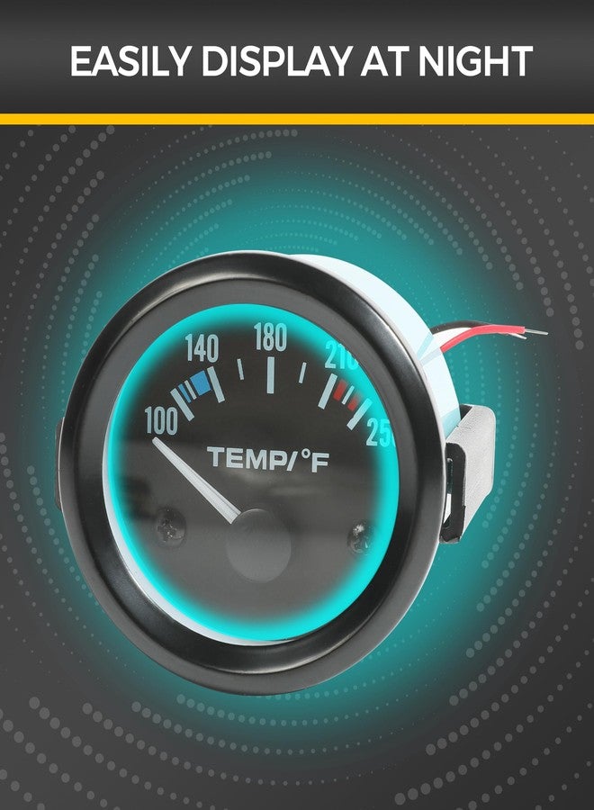UBOG Water Temp Gauge,2" 52mm Water Temp Gauge,100-250℉ Temperature Gauge for Car,Car Accessories Car Temperature Gauge with Led Backlight Water Temp Gauges,Use for Cars Trucks Vehicles Ships - Image 3