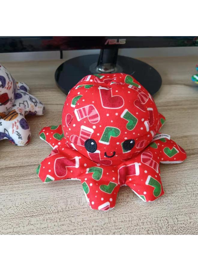 Flip Octopus Doll Turn-over Octopus Octopus Plush Toy Double-sided Flip Doll Reversible Octopus-Color:Yellow-Height:20cm