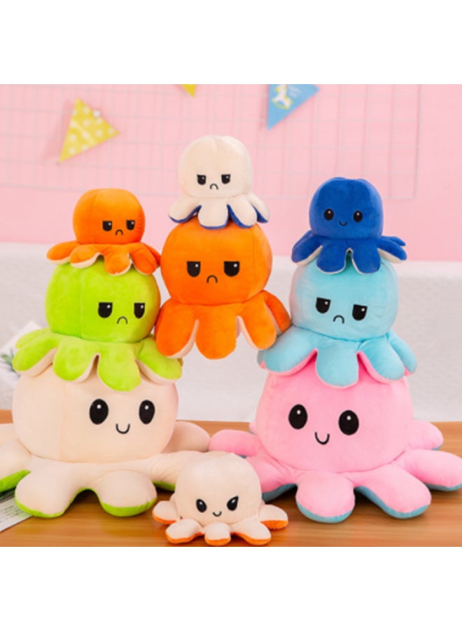 Flip Octopus Doll Turn-over Octopus Octopus Plush Toy Double-sided Flip Doll Reversible Octopus-Color:Yellow-Height:20cm