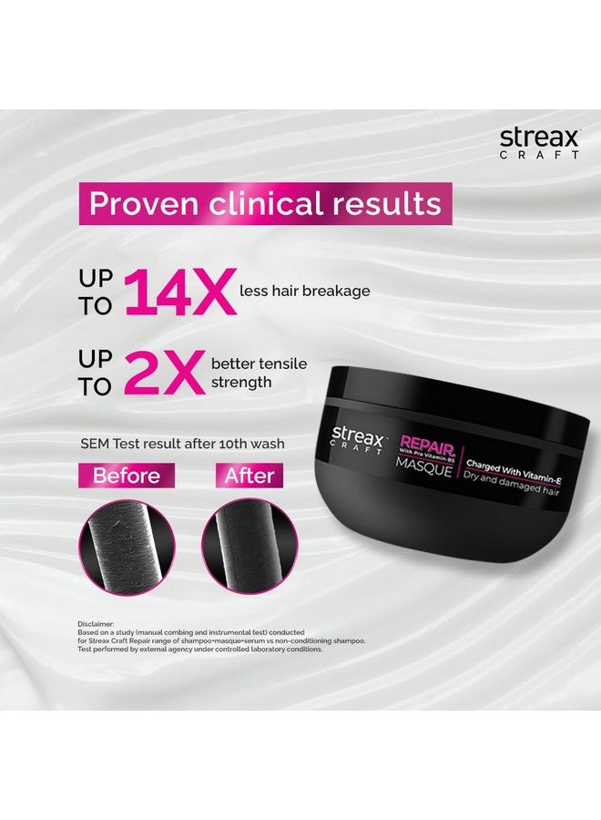 Streax Craft Repair Masque, 200 Ml I Hair Mask For Women I Hair Spa For Dry And Damaged Hair I Repair With Pro Vitamin B-5 I Charged With Vitamin- E - Image 3