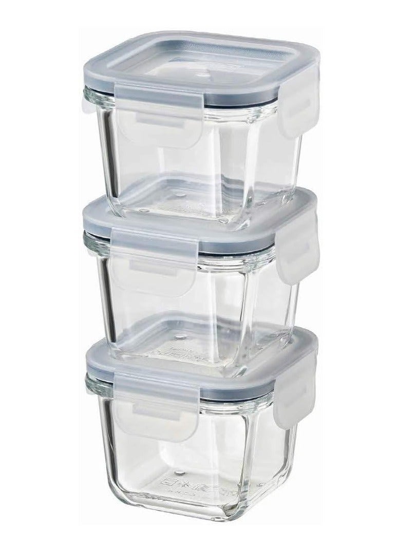 آيكيا فراكتا حاوية طعام بغطاء مربعة زجاجية 180 مل مجموعة 3 قطع - Image 1