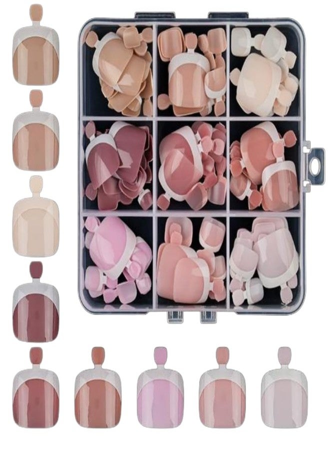 Ruby Face Rubyface 9 Color Press On Nails Fake Toe Nails 216 Pcs, French tip press-on nails, Press on Nail, Artificial Nail Extensions Combo in Multicoloured, Full Cover Glossy Nude False Acrylic Nails for Women Girls - Image 2