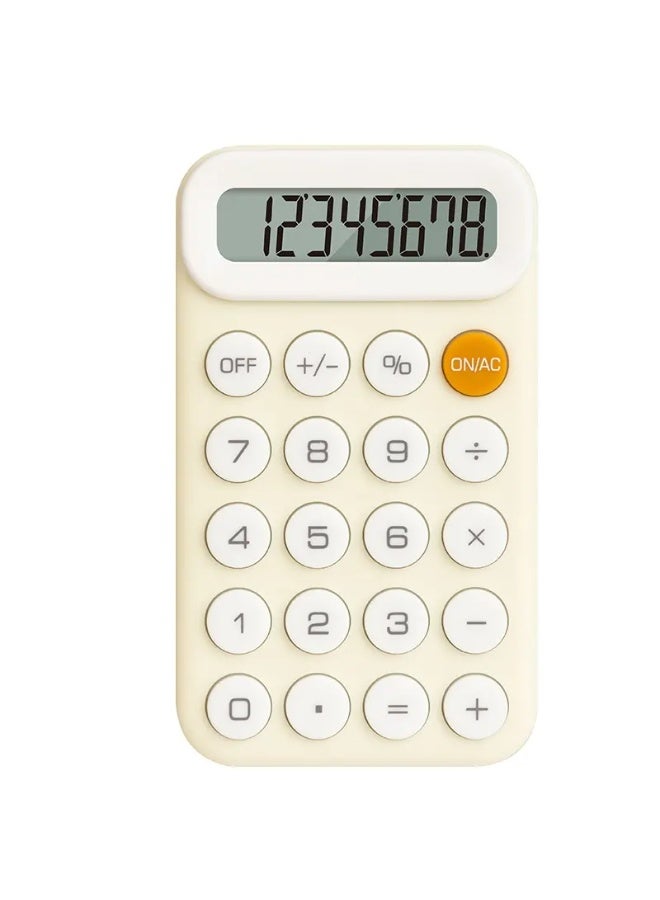 Deli 8-Digit Small Size Mini Calculator For School Light Yellow - Image 1