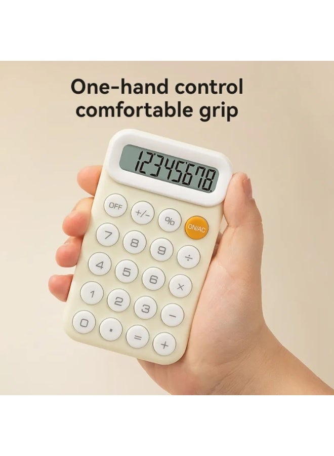 Deli 8-Digit Small Size Mini Calculator For School Light Yellow - Image 2