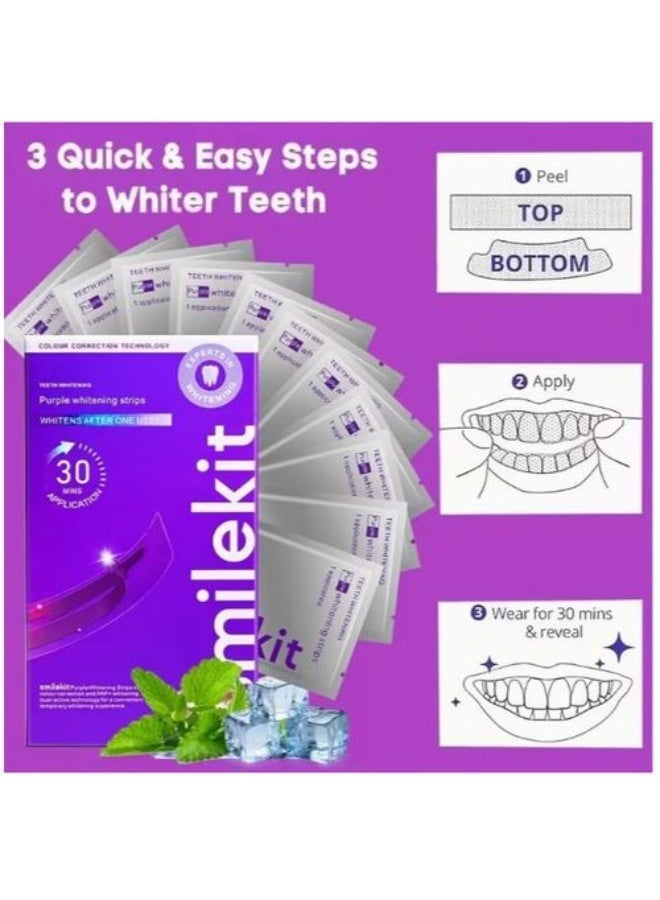 SMILEKIT 14 Purple Teeth Whitening Strips oral care Effective at-home whitening, eliminates yellow stains and pigmentation, for a dazzling smile. - Image 2
