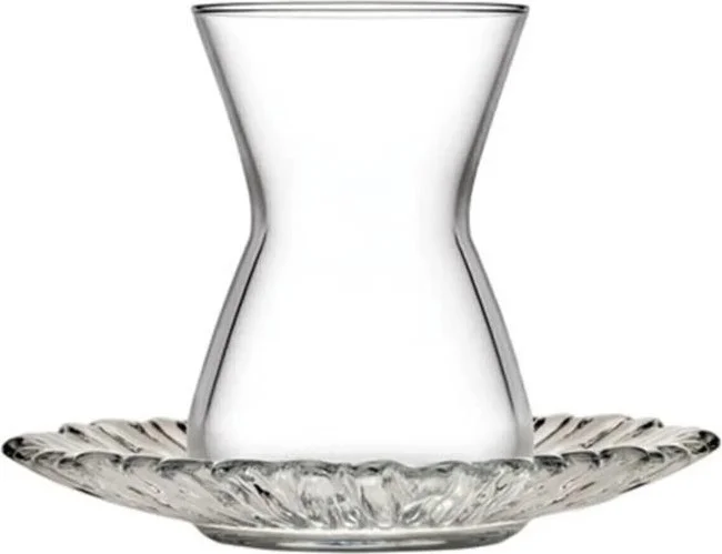 Paşabahçe 96621 Glass Aurora Waterfall 12 Piece 140CC Tea Cup Set for 6 People