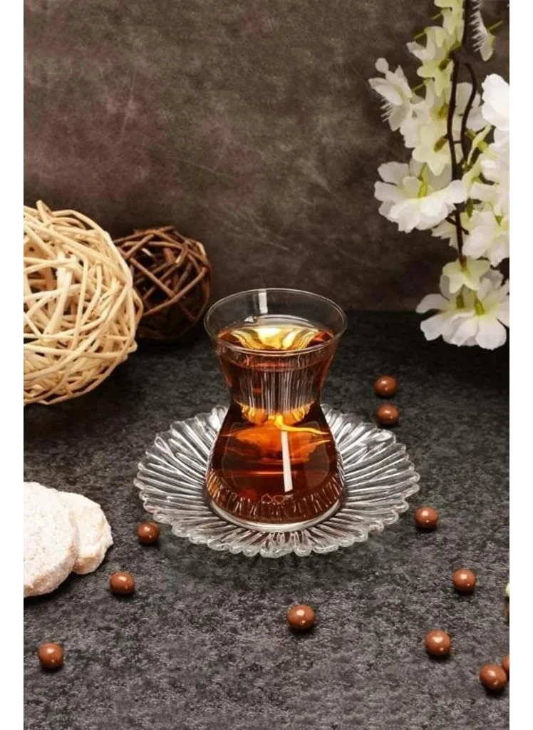 Paşabahçe 96621 Glass Aurora Waterfall 12 Piece 140CC Tea Cup Set for 6 People