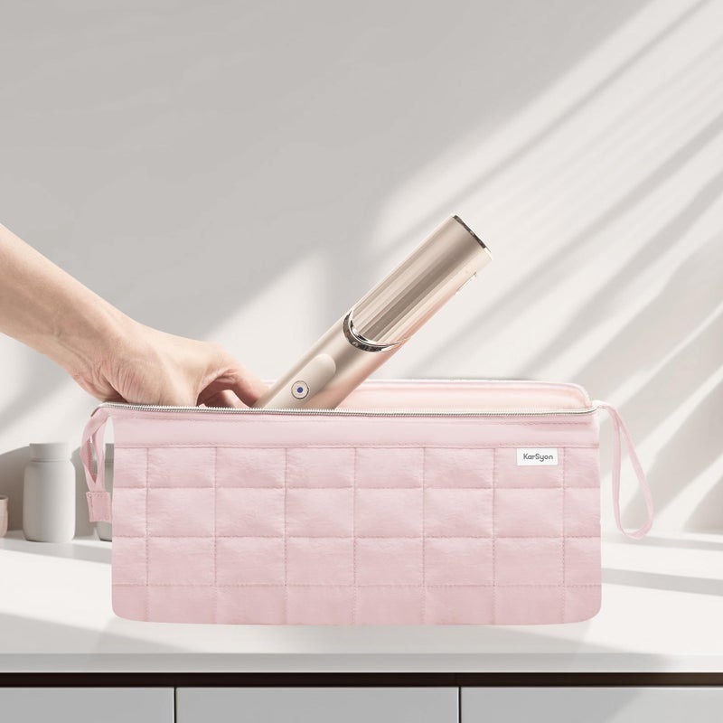 KarSyon Hair Tools Travel Bag Organizer for Dyson Airwrap Case Holder Shark Hair Dryer Flex Style Airstraight Brush Revlon Attachments Carrying Case Flat Curling Iron Bags (Pink) - Image 3