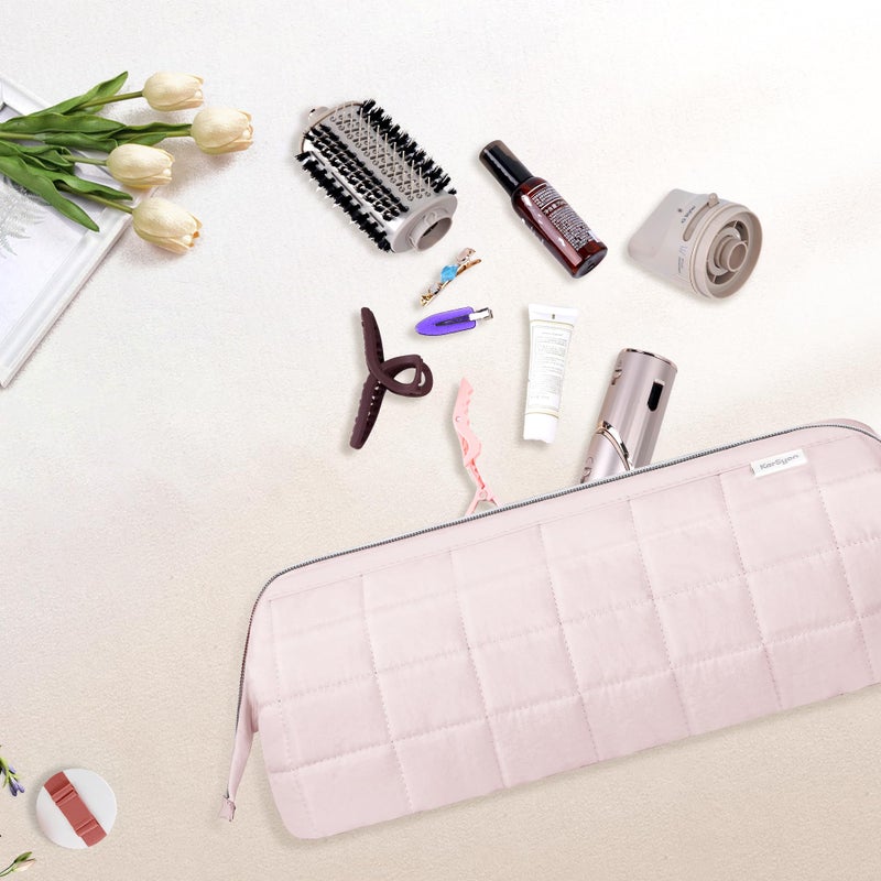 KarSyon Hair Tools Travel Bag Organizer for Dyson Airwrap Case Holder Shark Hair Dryer Flex Style Airstraight Brush Revlon Attachments Carrying Case Flat Curling Iron Bags (Pink) - Image 4