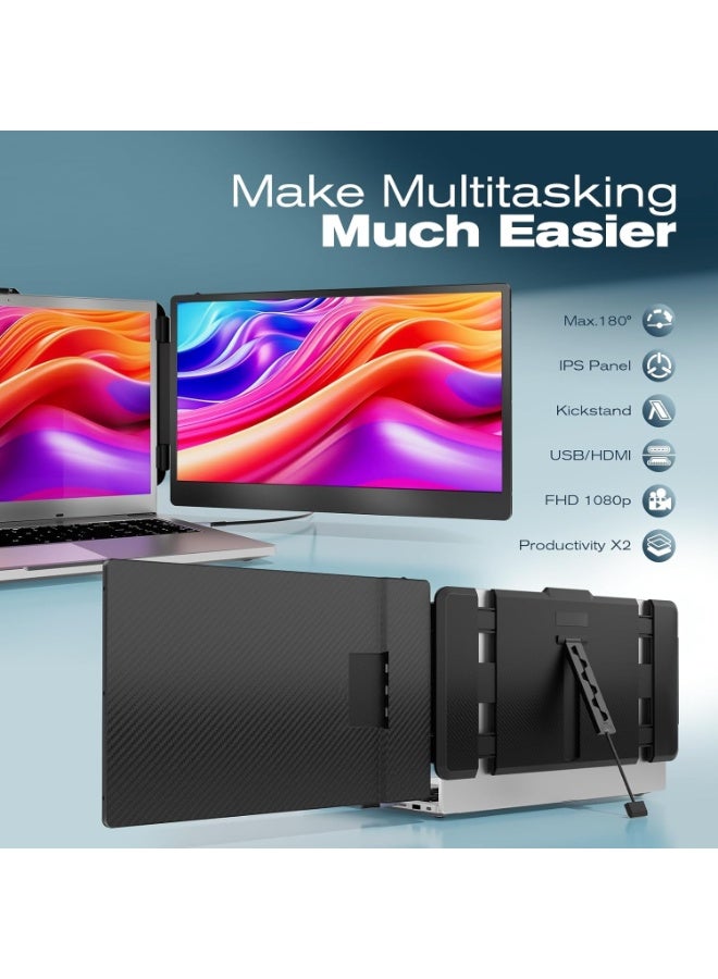 Teamgee 14" Dual FHD IPS Laptop Screen Extender, USB-C HDMI Plug & Play, Compatible with 13-17" Laptops Windows macOS Android, Ideal for Office Hybrid Work & Travel - Image 3
