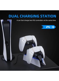 afbptek PS5 Controller Charger, PS5 Controller Charging Station Dock, Fast Dual Charging for Dualsense, Playstation 5 Controller with Wireless Controller Accessories, Blue LED ON/Off Automatically  - Image 2