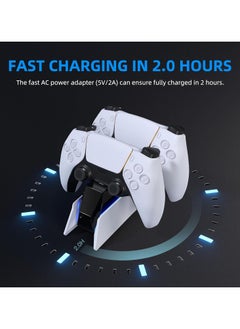 afbptek PS5 Controller Charger, PS5 Controller Charging Station Dock, Fast Dual Charging for Dualsense, Playstation 5 Controller with Wireless Controller Accessories, Blue LED ON/Off Automatically  - Image 3