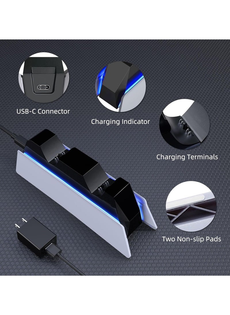 afbptek PS5 Controller Charger, PS5 Controller Charging Station Dock, Fast Dual Charging for Dualsense, Playstation 5 Controller with Wireless Controller Accessories, Blue LED ON/Off Automatically  - Image 4