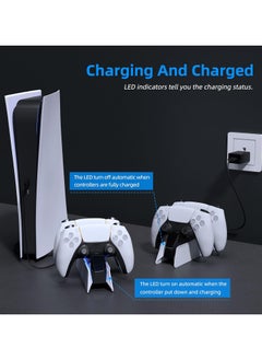 afbptek PS5 Controller Charger, PS5 Controller Charging Station Dock, Fast Dual Charging for Dualsense, Playstation 5 Controller with Wireless Controller Accessories, Blue LED ON/Off Automatically  - Image 5