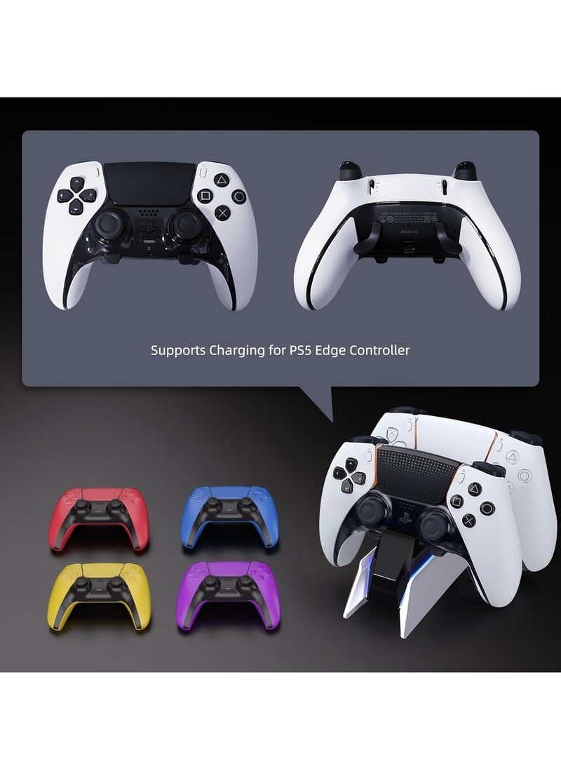 PS5 Controller Charger, PS5 Controller Charging Station Dock, Fast Dual Charging for Dualsense, Playstation 5 Controller with Wireless Controller Accessories, Blue LED ON/Off Automatically
